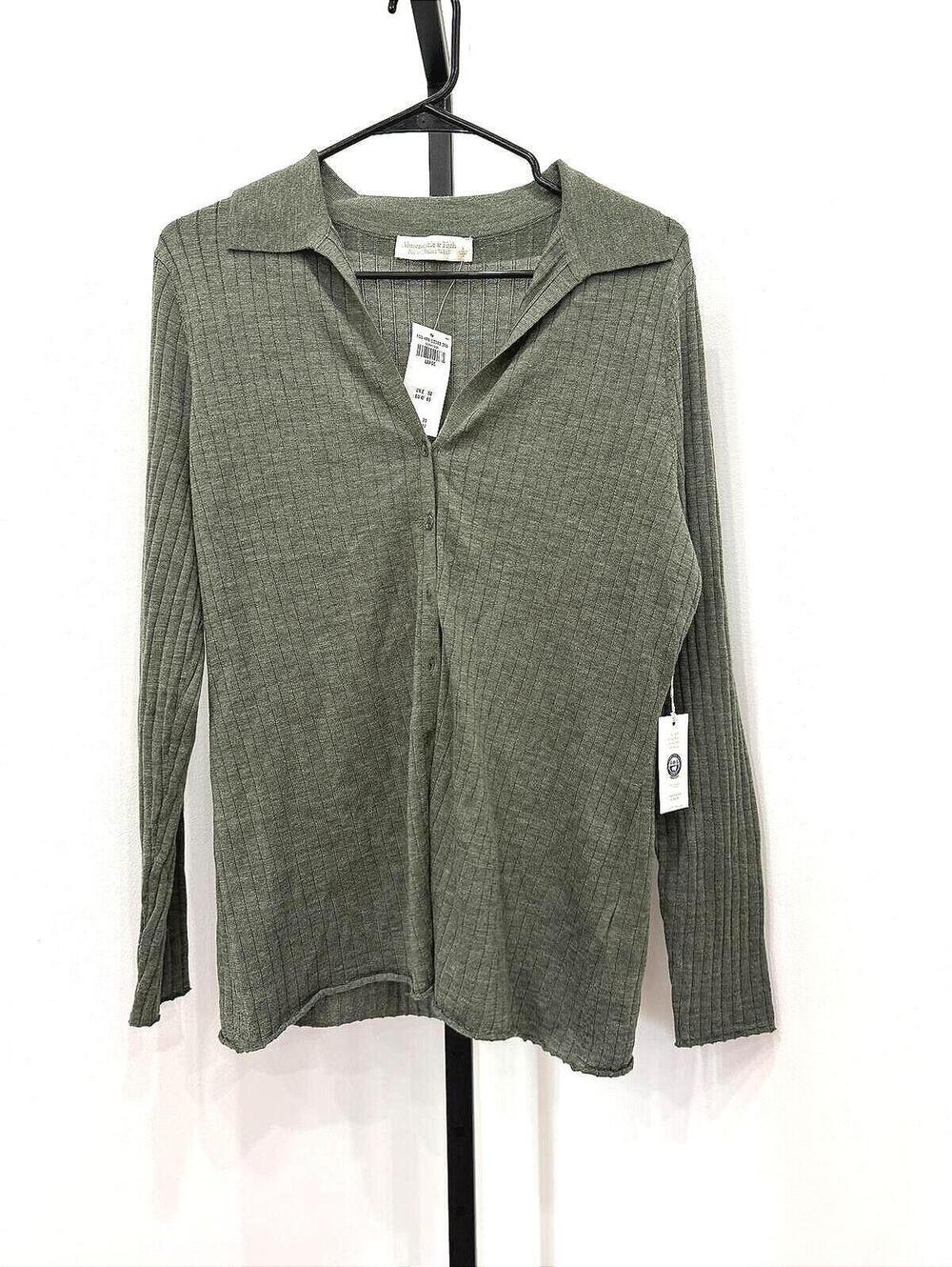 NWT Abercrombie & Fitch Large Women's Ribbed Long Sleeve Merino Cardigan